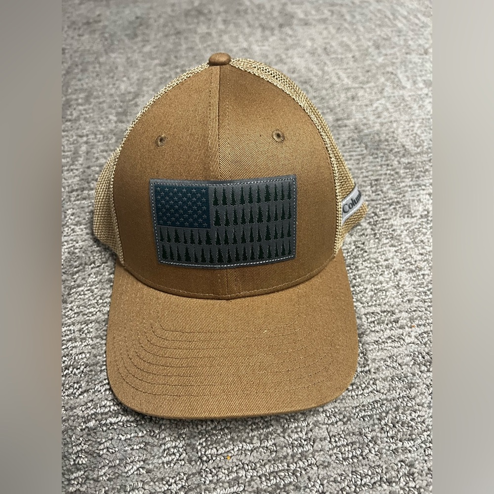 Columbia Pine Tree Flag Mesh Ball Cap Unisex Adult Size Large/XL Flexfit Brown